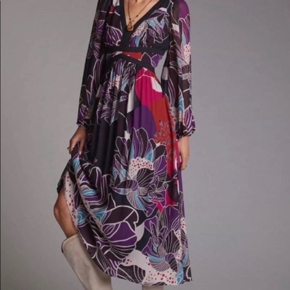 Anthropologie floral midi dress